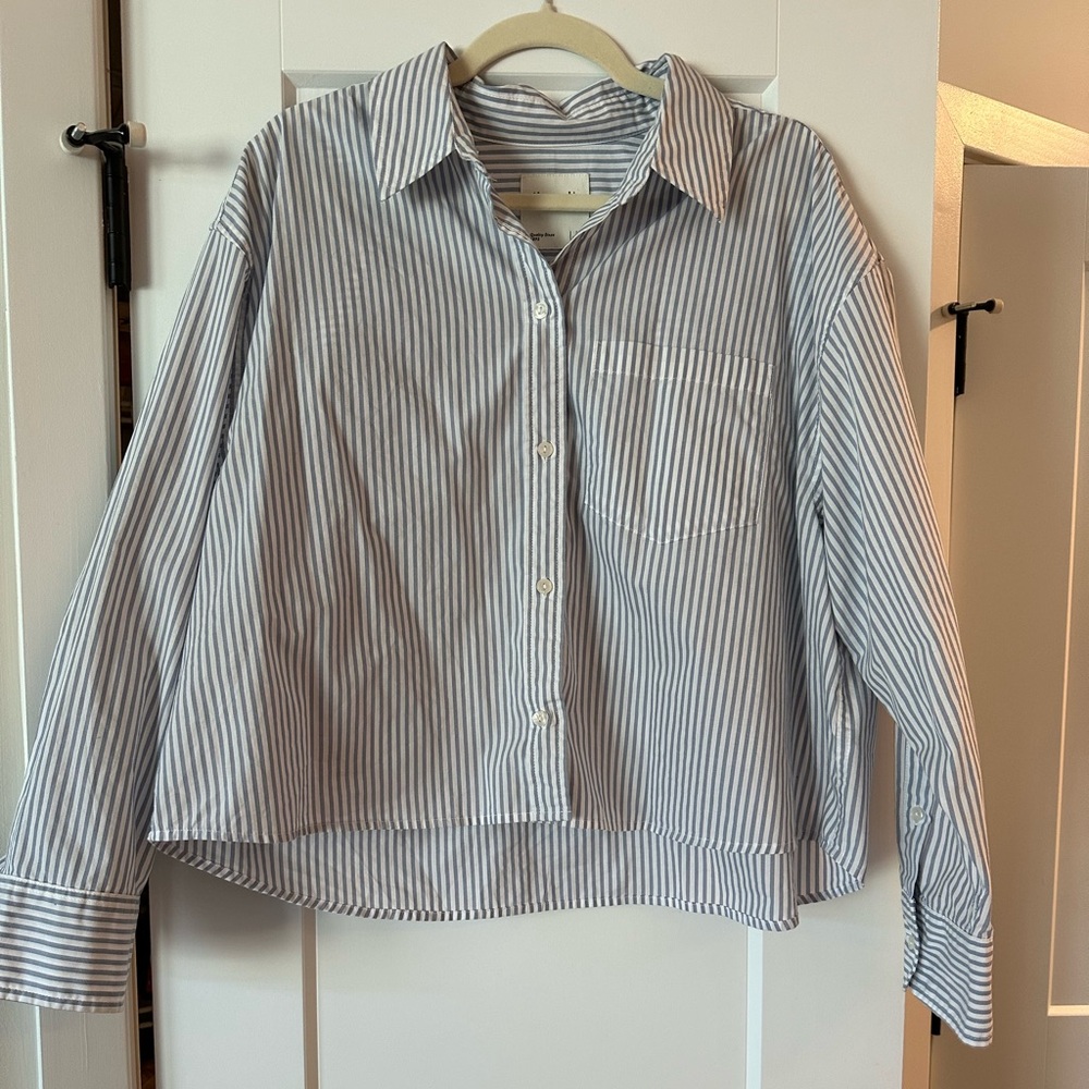 Abercrombie & Fitch Blue and White Striped Shirt
